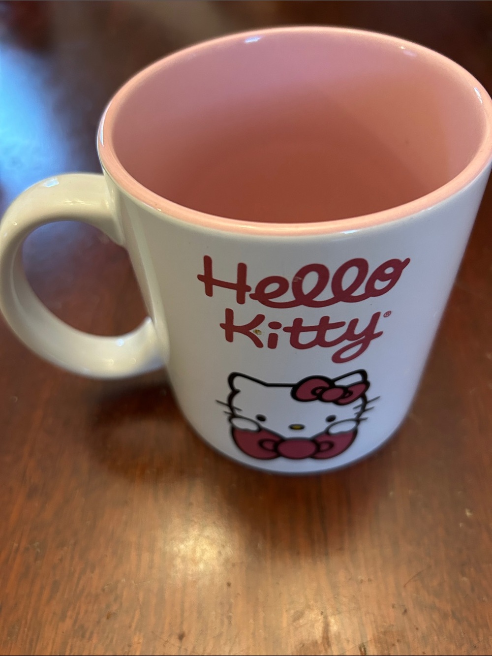Hello Kitty White Mug with Pink Interior and Pink Artwork OS EUC